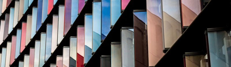 A view of rows of windows on a building
