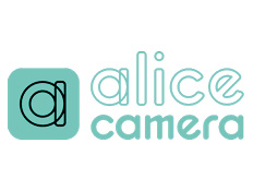 'Alice Camera' written in green on white background next to square green logo.