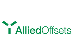 'Allied Offsets written in green on white background with small wind turbine symbol on left.
