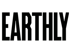 'Earthly' written in bold black capital letters on white background.
