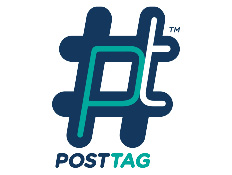 'Post Tag' written in blue and green with company logo above.