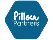 Pillow Partners on cyan background.