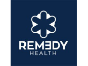 Remedy Health logo on dark blue background.