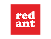 Red Ant logo on red background.