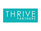 Thrive logo on teal background.