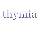 Thymia logo on white background. 