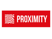 Proximity logo on a red background.