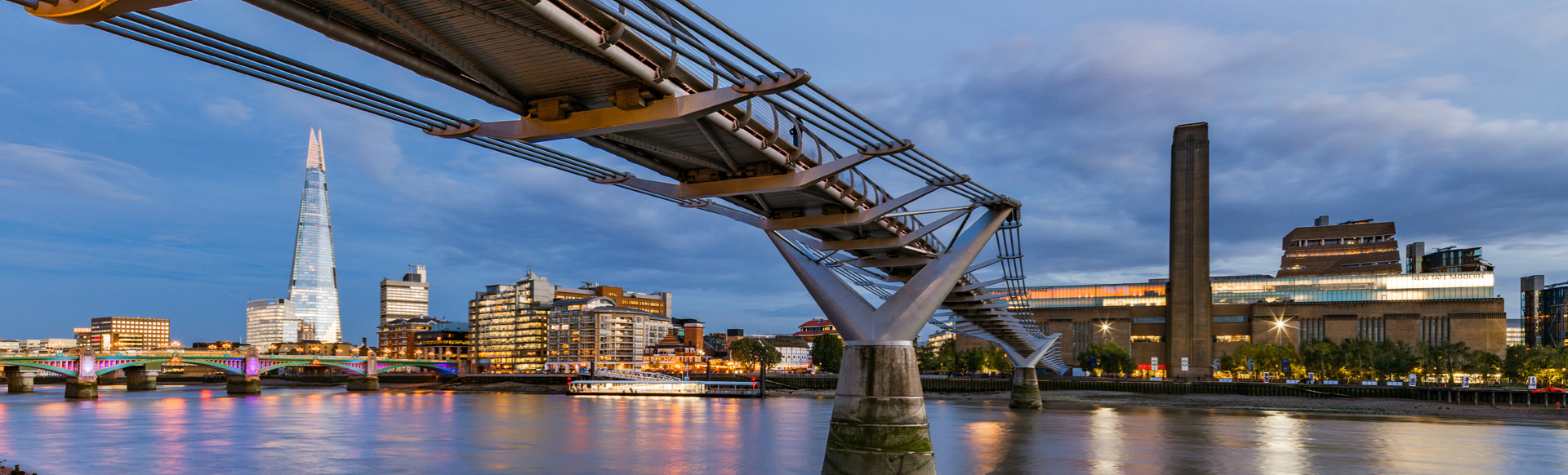 Tate Modern and the Millennium Bridge with a view of the Shard