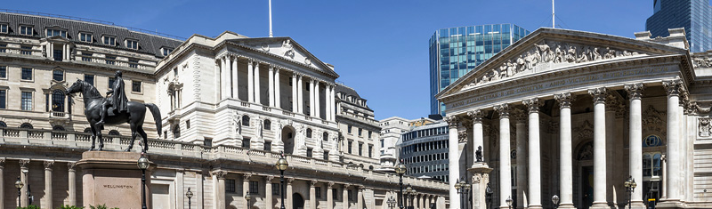 A daytime view of the Bank of England building
