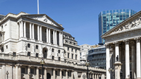 A daytime view of the Bank of England building.