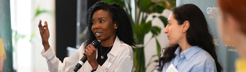 Guests speaking at Grow London event.